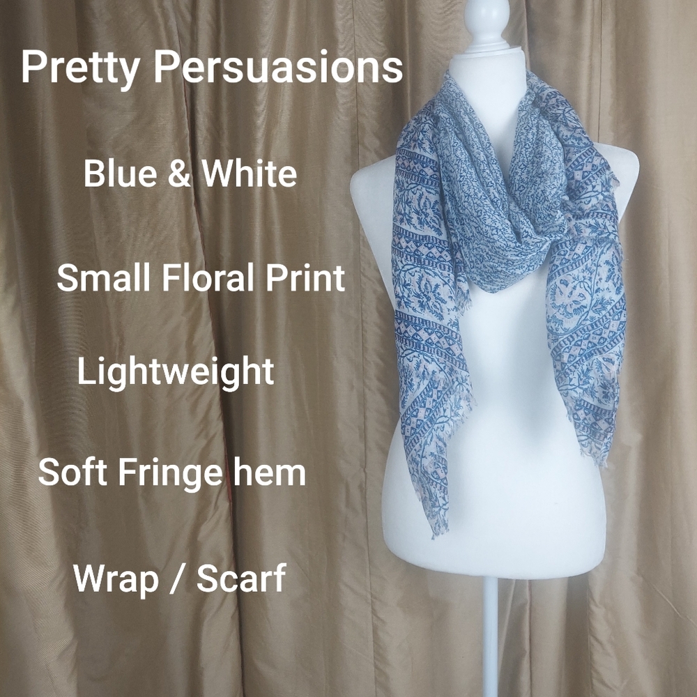 Pretty Persuasions Blue and White Scarf/ Wrap